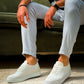 KB-101 Kuback White Knitted Lace-Up Men's Casual Shoes
