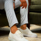 KB-101 Kuback White Knitted Lace-Up Men's Casual Shoes