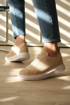 KB-M101 Kuback Beige Knitted Lace-Up Men's Casual Shoes