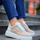 KB-X10 Kuback Beige Suede White High Sole Casual Sports Shoes