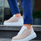 KB-X10 Kuback Beige Suede White High Sole Casual Sports Shoes
