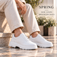 KB-703 Kuback White Leather Elasticated Daily Men's Shoes