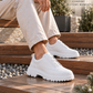 KB-703 Kuback White Leather Elasticated Daily Men's Shoes