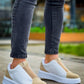 KB-007 Kuback White Beige High Sole Single Strap Laceless Men's Casual Shoes