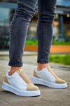 KB-007 Kuback White Beige High Sole Single Strap Laceless Men's Casual Shoes