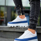 KB-056 Kuback White Blue Detailed White High Sole Daily Sports Shoes