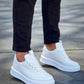 KB-006 Kuback White Leather High Platform Lace-Up Men's Casual Shoes