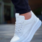 KB-006 Kuback White Leather High Platform Lace-Up Men's Casual Shoes