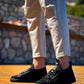 KB-112 Kuback Black Black Sole Knit Lace-up Men's Casual Shoes