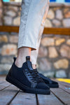 KB-112 Kuback Black Black Sole Knit Lace-up Men's Casual Shoes