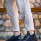 KB-112 Kuback Black Black Sole Knit Lace-up Men's Casual Shoes