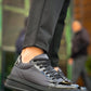 KB-X46 Kuback Black Patent Leather High Black Sole Casual Sneakers
