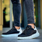 KB-X500 Kuback Black and White High-Sole Lace-Up Men's Casual Shoes