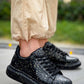 KB-X500 Kuback Black Gold Lace-up Men's Casual Shoes
