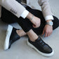 KB-703 Kuback Black Elasticated Men's Casual Shoes