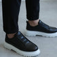 KB-703 Kuback Black Elasticated Men's Casual Shoes