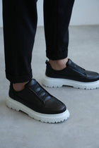 KB-703 Kuback Black Elasticated Men's Casual Shoes