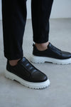 KB-703 Kuback Black Elasticated Men's Casual Shoes