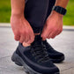 KB-707 Kuback Black Suede Black High-Sole Lace-up Men's Casual Shoes