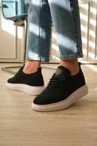KB-M101 Kuback Black Knit Lace-Up Men's Casual Shoes