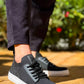 KB-110 Kuback BACK Black Knit High Sole Lace-Up Casual Men's Shoes