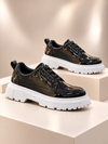KB-703 Kuback Black Patent Leather Elasticated Men's Daily Shoes