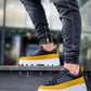KB-056 Kuback Black with Yellow Details White High-Sole Everyday Sports Shoes