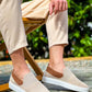 KB-114 Kuback Beige Tan Knitted High Sole Laceless Casual Men's Shoes