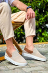 KB-114 Kuback Beige Tan Knitted High Sole Laceless Casual Men's Shoes