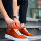 KB-X204 Kuback Orange Linen White High Sole Men's Casual Sneakers